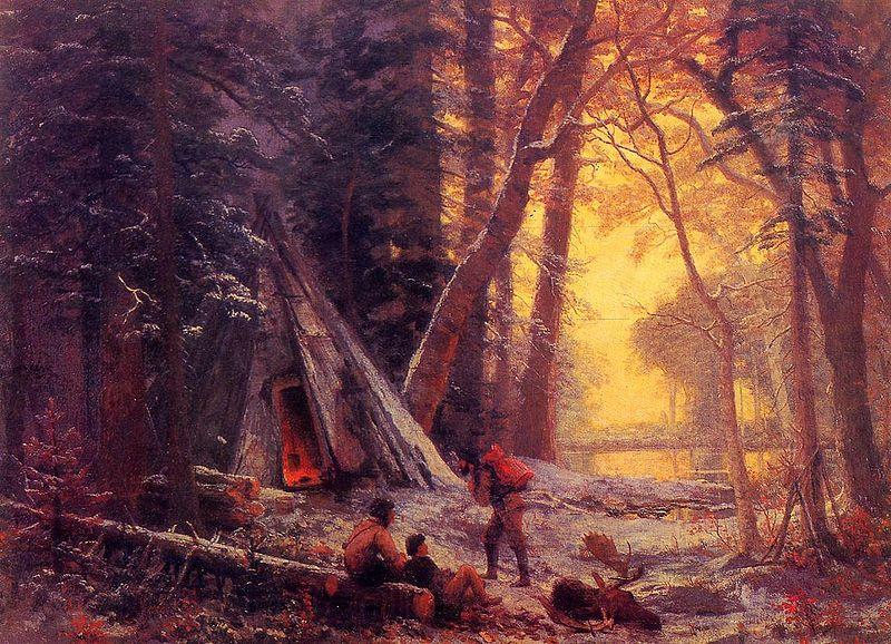 Albert Bierstadt Moose Hunters' Camp, Nova Scotia Norge oil painting art
